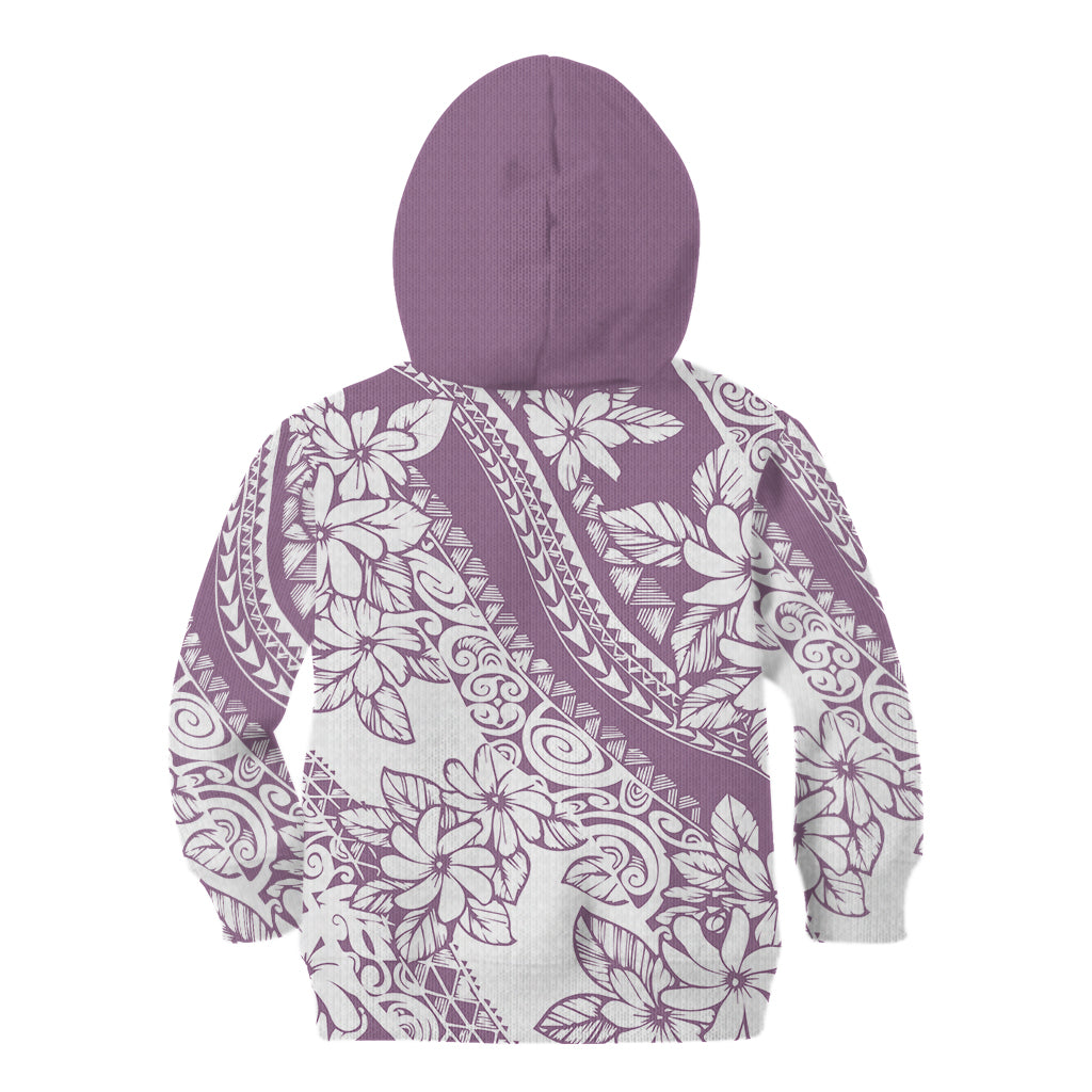 Polynesia Kid Hoodie Polynesian Tropical Flowers Purple Pastel Vibes LT14 - Polynesian Pride