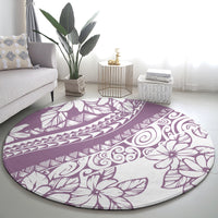 Polynesia Round Carpet Polynesian Tropical Flowers Purple Pastel Vibes LT14 - Polynesian Pride