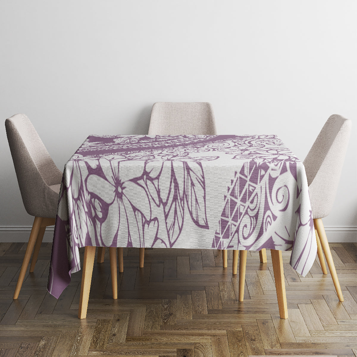 Polynesia Tablecloth Polynesian Tropical Flowers Purple Pastel Vibes LT14 - Polynesian Pride