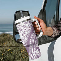 Polynesia Tumbler With Handle Polynesian Tropical Flowers Purple Pastel Vibes