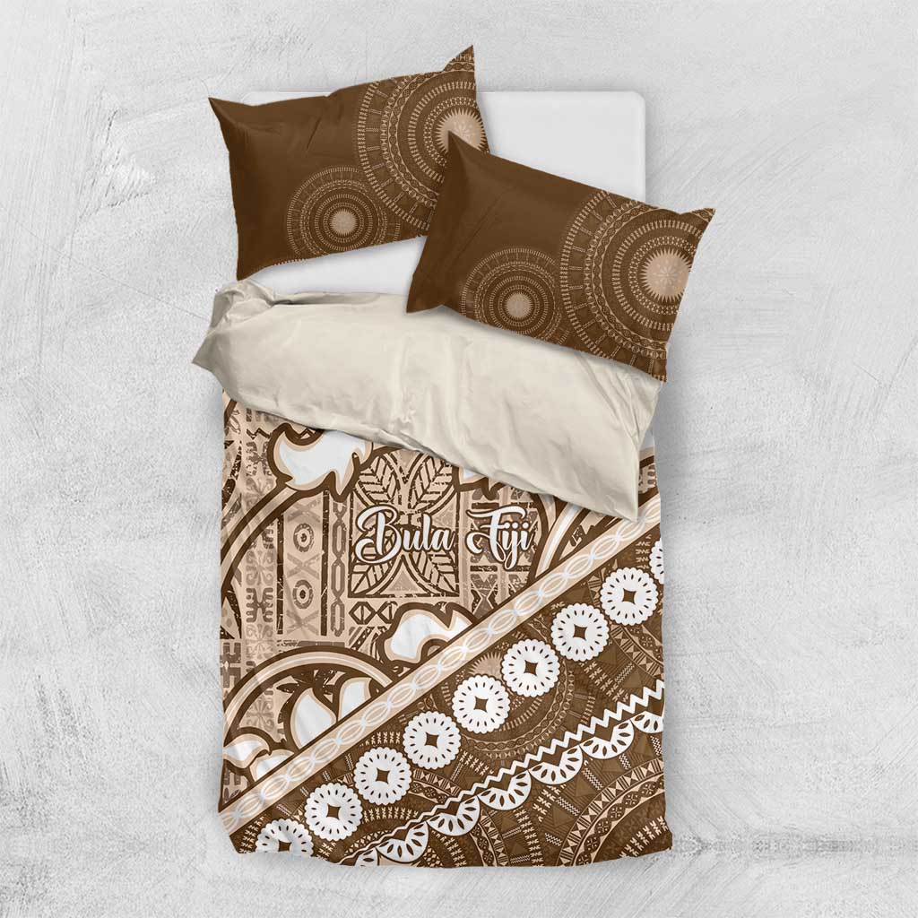 Beige Bula Fiji Bedding Set Fijian Language Week Tapa Cloth - Pastel