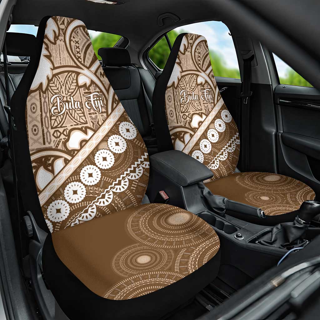 Beige Bula Fiji Car Seat Cover Fijian Language Week Tapa Cloth - Pastel