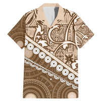 Beige Bula Fiji Family Matching Mermaid Dress and Hawaiian Shirt Fijian Language Week Tapa Cloth - Pastel