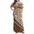 Beige Bula Fiji Family Matching Off Shoulder Maxi Dress and Hawaiian Shirt Fijian Language Week Tapa Cloth - Pastel