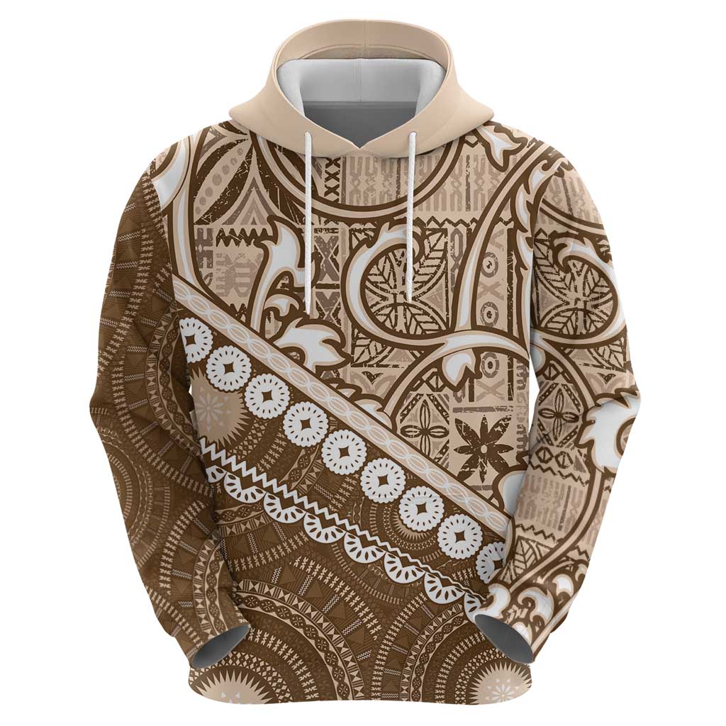 Beige Bula Fiji Hoodie Fijian Language Week Tapa Cloth - Pastel