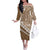 Beige Bula Fiji Off The Shoulder Long Sleeve Dress Fijian Language Week Tapa Cloth - Pastel