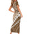 Beige Bula Fiji Short Sleeve Bodycon Dress Fijian Language Week Tapa Cloth - Pastel