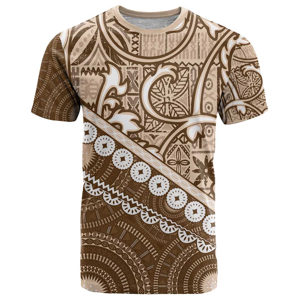 Beige Bula Fiji T Shirt Fijian Language Week Tapa Cloth - Pastel