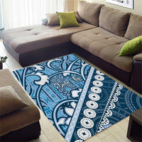 Blue Bula Fiji Area Rug Fijian Language Week Tapa Cloth - Pastel