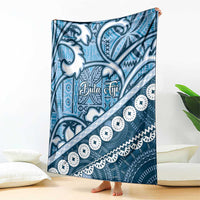 Blue Bula Fiji Blanket Fijian Language Week Tapa Cloth - Pastel