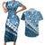 Blue Bula Fiji Couples Matching Short Sleeve Bodycon Dress and Hawaiian Shirt Fijian Language Week Tapa Cloth - Pastel