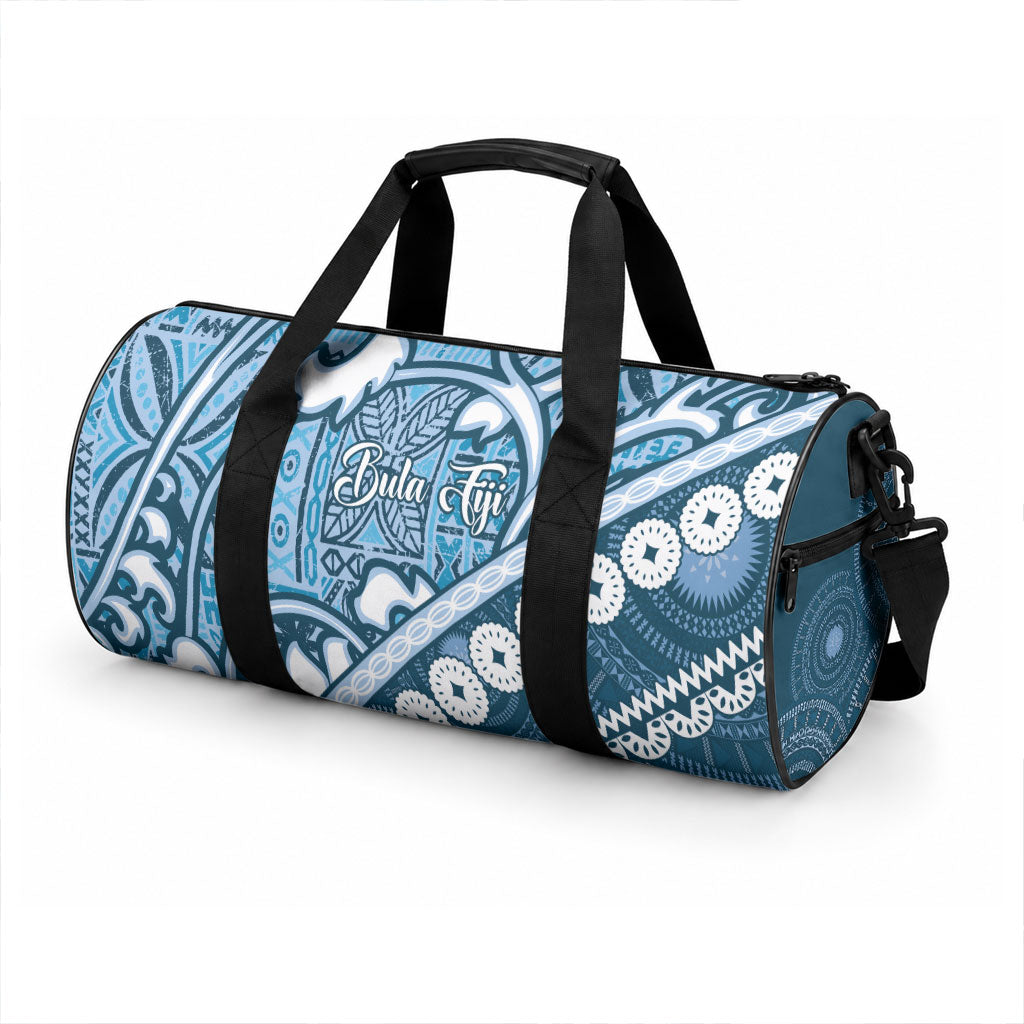 Blue Bula Fiji Duffle Bag Fijian Language Week Tapa Cloth - Pastel LT14 - Polynesian Pride