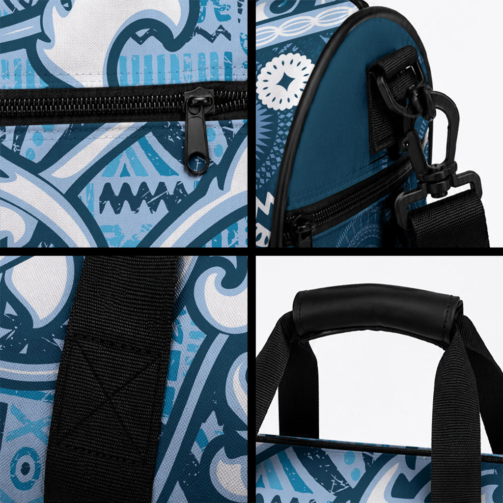 Blue Bula Fiji Duffle Bag Fijian Language Week Tapa Cloth - Pastel LT14 - Polynesian Pride