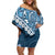 Blue Bula Fiji Family Matching Off Shoulder Short Dress and Hawaiian Shirt Fijian Language Week Tapa Cloth - Pastel