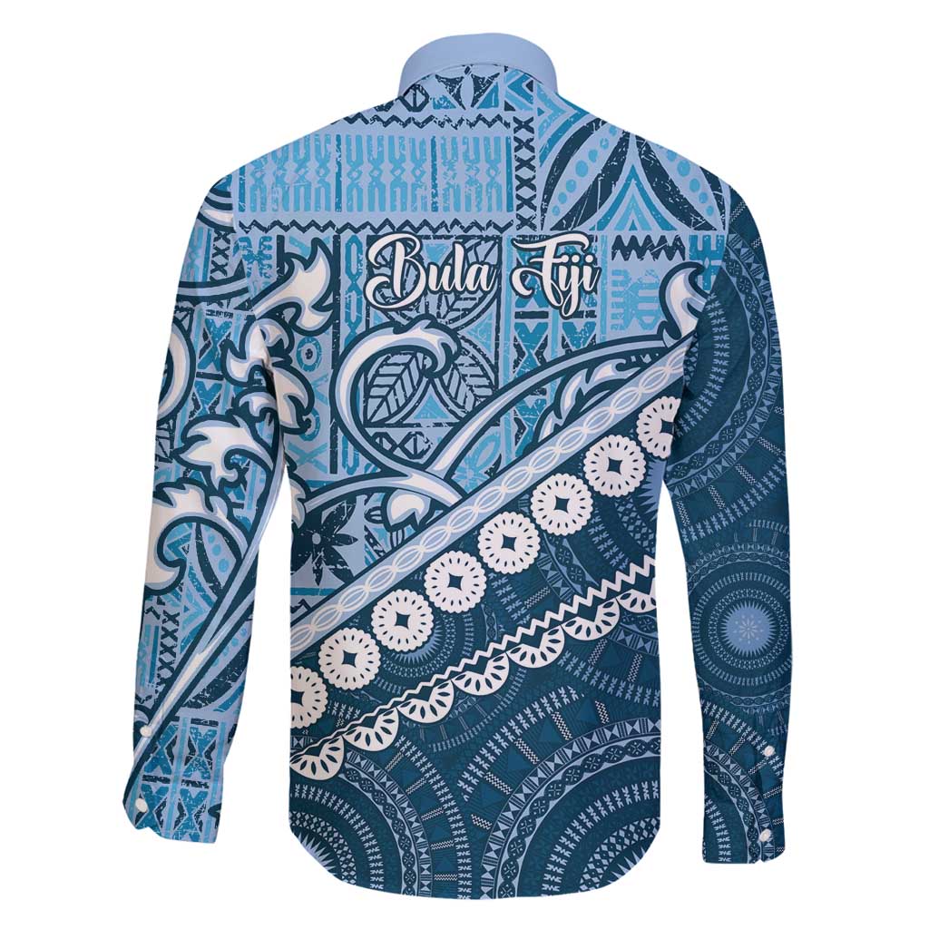 Blue Bula Fiji Family Matching Puletasi and Hawaiian Shirt Fijian Language Week Tapa Cloth - Pastel LT14 - Polynesian Pride