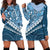 Blue Bula Fiji Hoodie Dress Fijian Language Week Tapa Cloth - Pastel