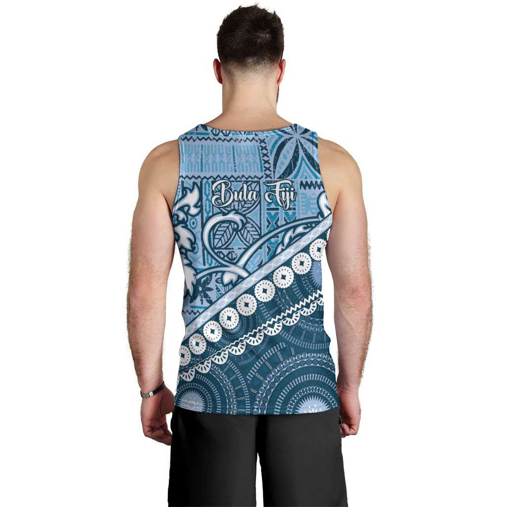 Blue Bula Fiji Men Tank Top Fijian Language Week Tapa Cloth - Pastel