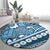 Blue Bula Fiji Round Carpet Fijian Language Week Tapa Cloth - Pastel