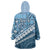 Blue Bula Fiji Wearable Blanket Hoodie Fijian Language Week Tapa Cloth - Pastel