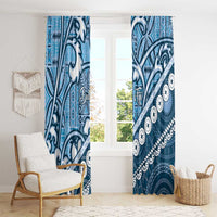 Blue Bula Fiji Window Curtain Fijian Language Week Tapa Cloth - Pastel