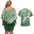 Green Bula Fiji Couples Matching Off Shoulder Short Dress and Hawaiian Shirt Fijian Language Week Tapa Cloth - Pastel