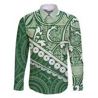 Green Bula Fiji Family Matching Off The Shoulder Long Sleeve Dress and Hawaiian Shirt Fijian Language Week Tapa Cloth - Pastel