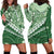 Green Bula Fiji Hoodie Dress Fijian Language Week Tapa Cloth - Pastel