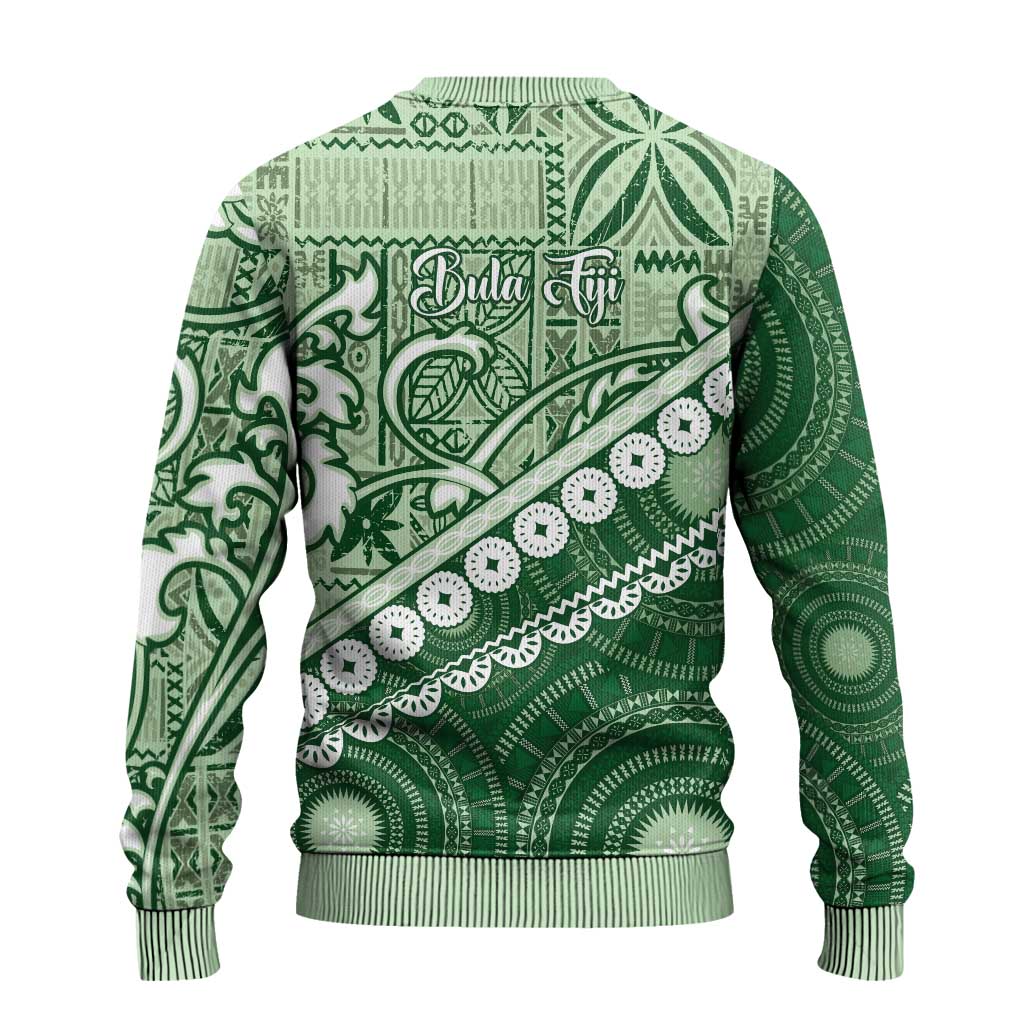 Green Bula Fiji Ugly Christmas Sweater Fijian Language Week Tapa Cloth - Pastel