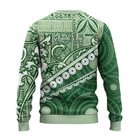 Green Bula Fiji Ugly Christmas Sweater Fijian Language Week Tapa Cloth - Pastel