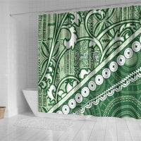 Green Bula Fiji Shower Curtain Fijian Language Week Tapa Cloth - Pastel
