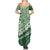 Green Bula Fiji Summer Maxi Dress Fijian Language Week Tapa Cloth - Pastel