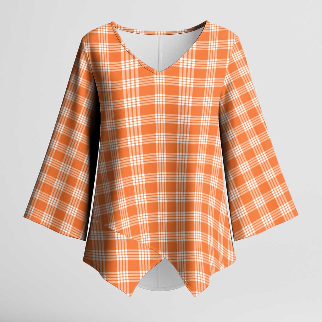 Orange Japanese Palaka Pride Kimono Sleeve Blouse - Polynesian Pride