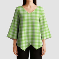 Bright Green Japanese Palaka Pride Kimono Sleeve Blouse - Polynesian Pride