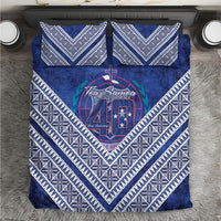Toa Samoa Rugby Bedding Set 40th Anniversary Samoan Siapo Pattern LT14 Blue - Polynesian Pride