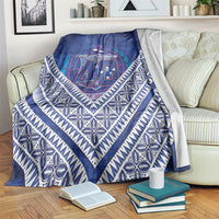 Toa Samoa Rugby Blanket 40th Anniversary Samoan Siapo Pattern LT14 Blue - Polynesian Pride