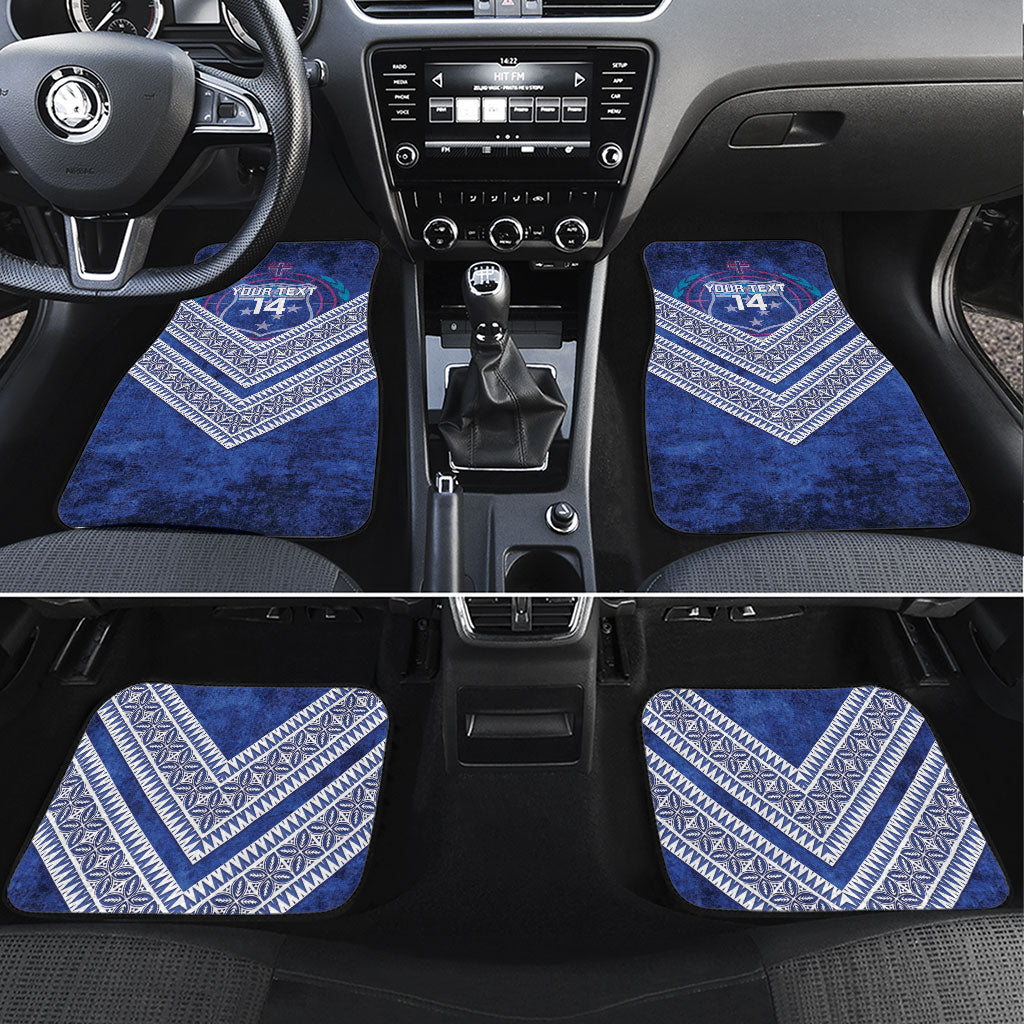 Toa Samoa Rugby Custom Car Mats 40th Anniversary Samoan Siapo Pattern LT14 Set 4pcs Blue - Polynesian Pride