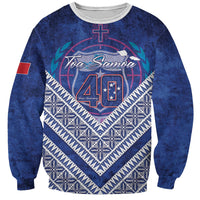 Toa Samoa Rugby Custom Sweatshirt 40th Anniversary Samoan Siapo Pattern LT14 Unisex Blue - Polynesian Pride