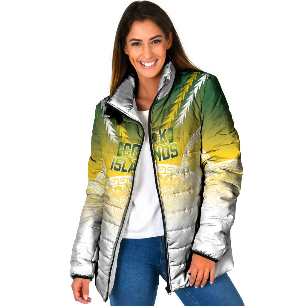 Cook Islands Rugby Custom Padded Jacket Come On Kukis LT14 Women Multicolor - Polynesian Pride