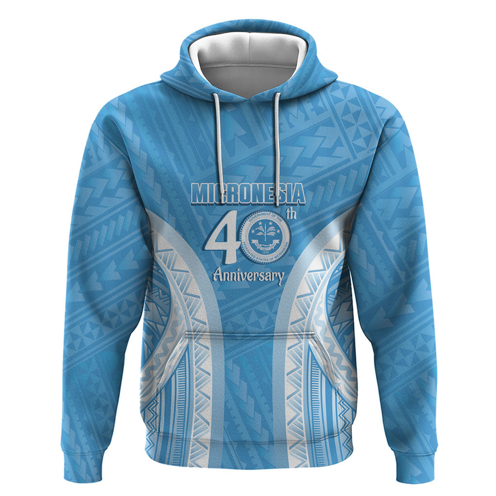 Federated States of Micronesia Independence Day Hoodie FSM 40th Anniversary Proud LT14 Pullover Hoodie Blue - Polynesian Pride