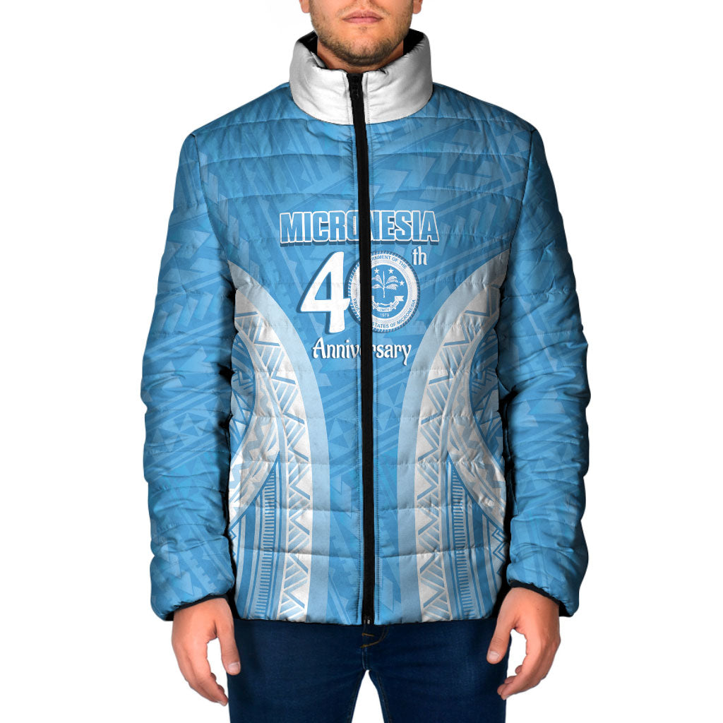 Federated States of Micronesia Independence Day Padded Jacket FSM 40th Anniversary Proud LT14 Men Blue - Polynesian Pride
