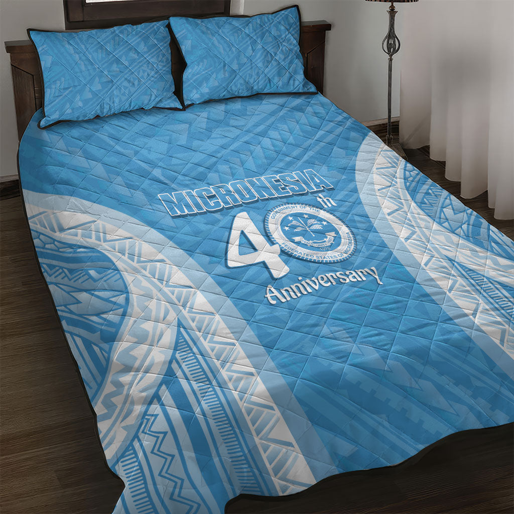 Federated States of Micronesia Independence Day Quilt Bed Set FSM 40th Anniversary Proud LT14 Blue - Polynesian Pride