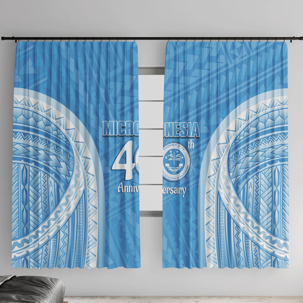 Federated States of Micronesia Independence Day Window Curtain FSM 40th Anniversary Proud LT14 With Hooks Blue - Polynesian Pride