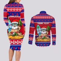 Custom Guam Christmas Couples Matching Long Sleeve Bodycon Dress and Long Sleeve Button Shirt Guaman Santas Felis Pasgua LT14 - Polynesian Pride