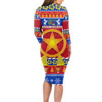 Custom Philippines Christmas Long Sleeve Bodycon Dress Filipino Parol Maligayang Pasko LT14 - Polynesian Pride