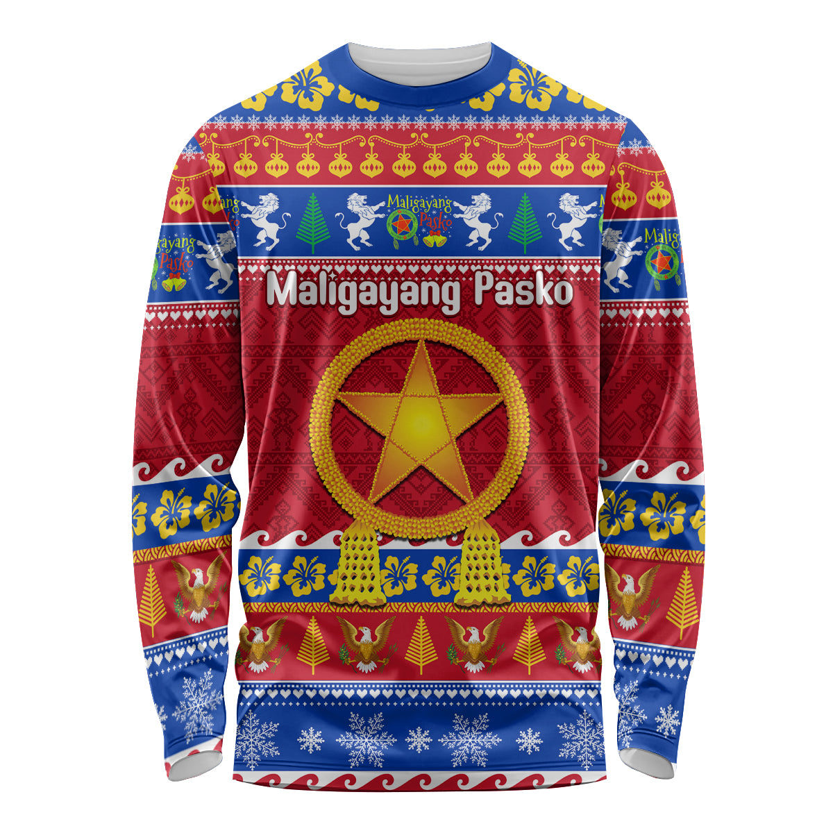 Custom Philippines Christmas Long Sleeve Shirt Filipino Parol Maligayang Pasko LT14 Unisex Blue - Polynesian Pride