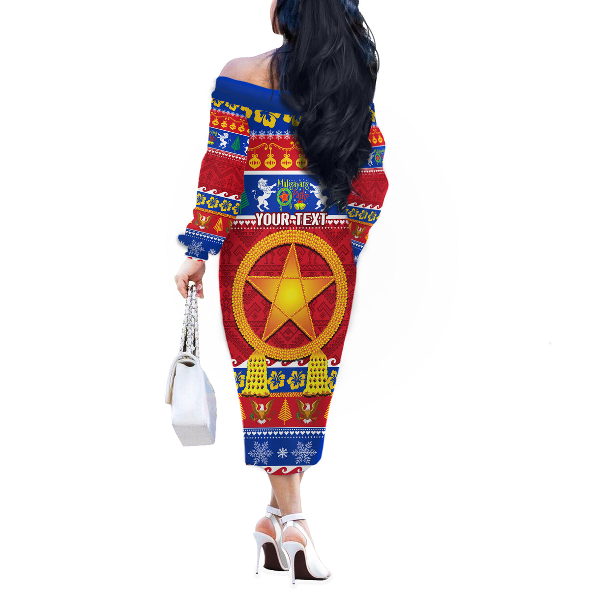 Custom Philippines Christmas Off The Shoulder Long Sleeve Dress Filipino Parol Maligayang Pasko LT14 - Polynesian Pride