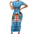 Custom Fiji Christmas Short Sleeve Bodycon Dress Fijian Tapa Marau na Kerisimasi LT14 Long Dress Blue - Polynesian Pride