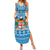 Custom Fiji Christmas Summer Maxi Dress Fijian Tapa Marau na Kerisimasi LT14 Women Blue - Polynesian Pride