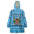 Custom Fiji Christmas Wearable Blanket Hoodie Fijian Tapa Marau na Kerisimasi LT14 One Size Blue - Polynesian Pride