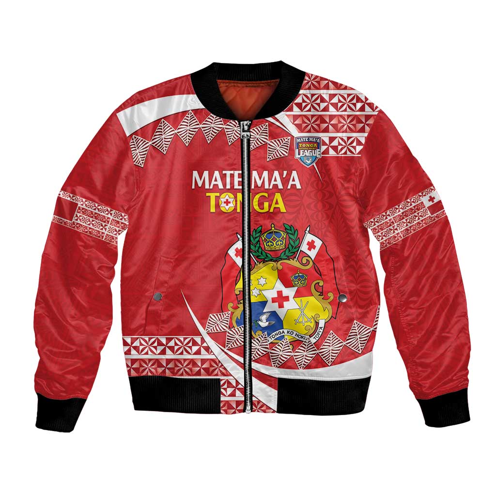 Custom Mate Maa Tonga Bomber Jacket 2024 Go Champions LT14 Unisex Red - Polynesian Pride